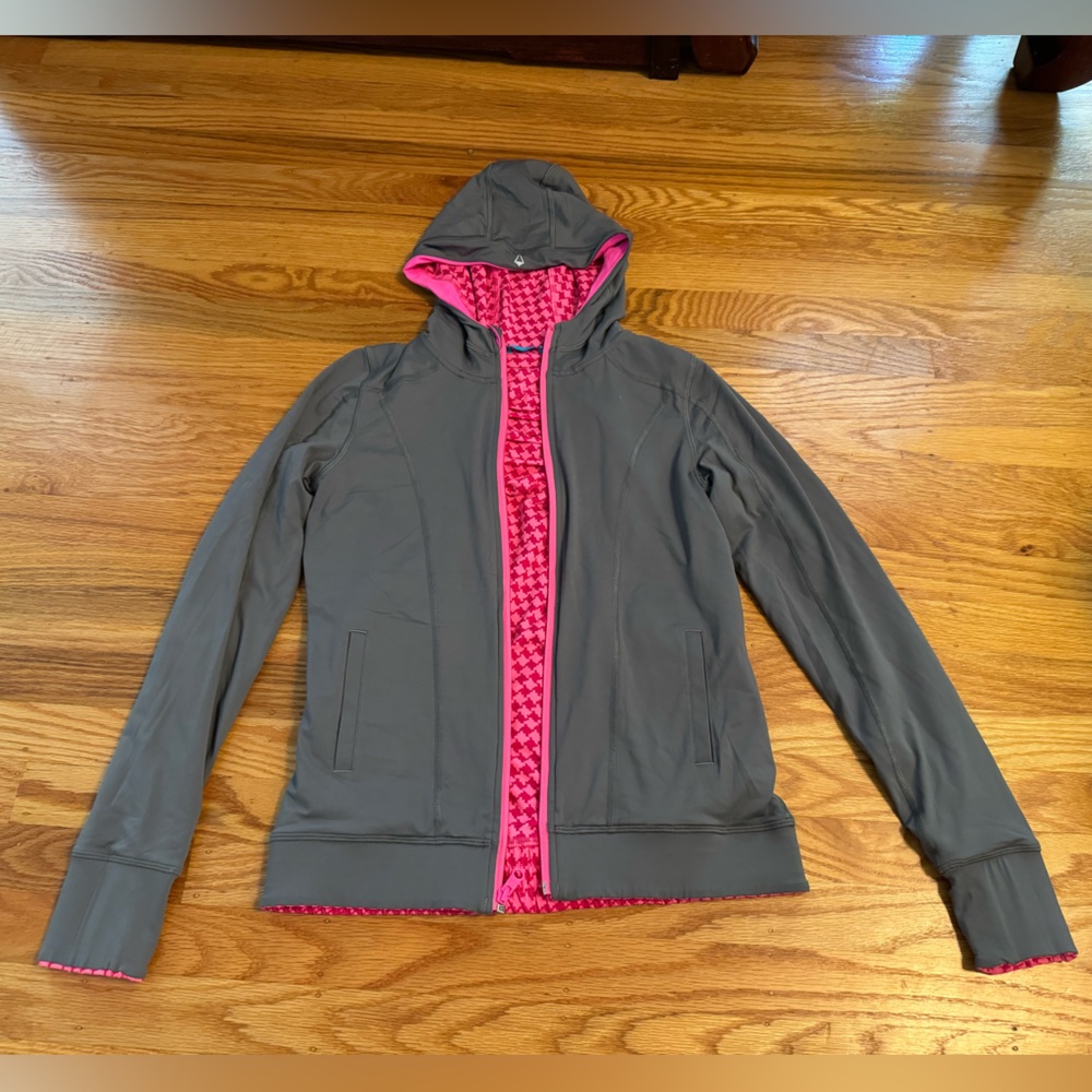 Ivivva Hoodie Jacket Girls Size 14 Gray Pink